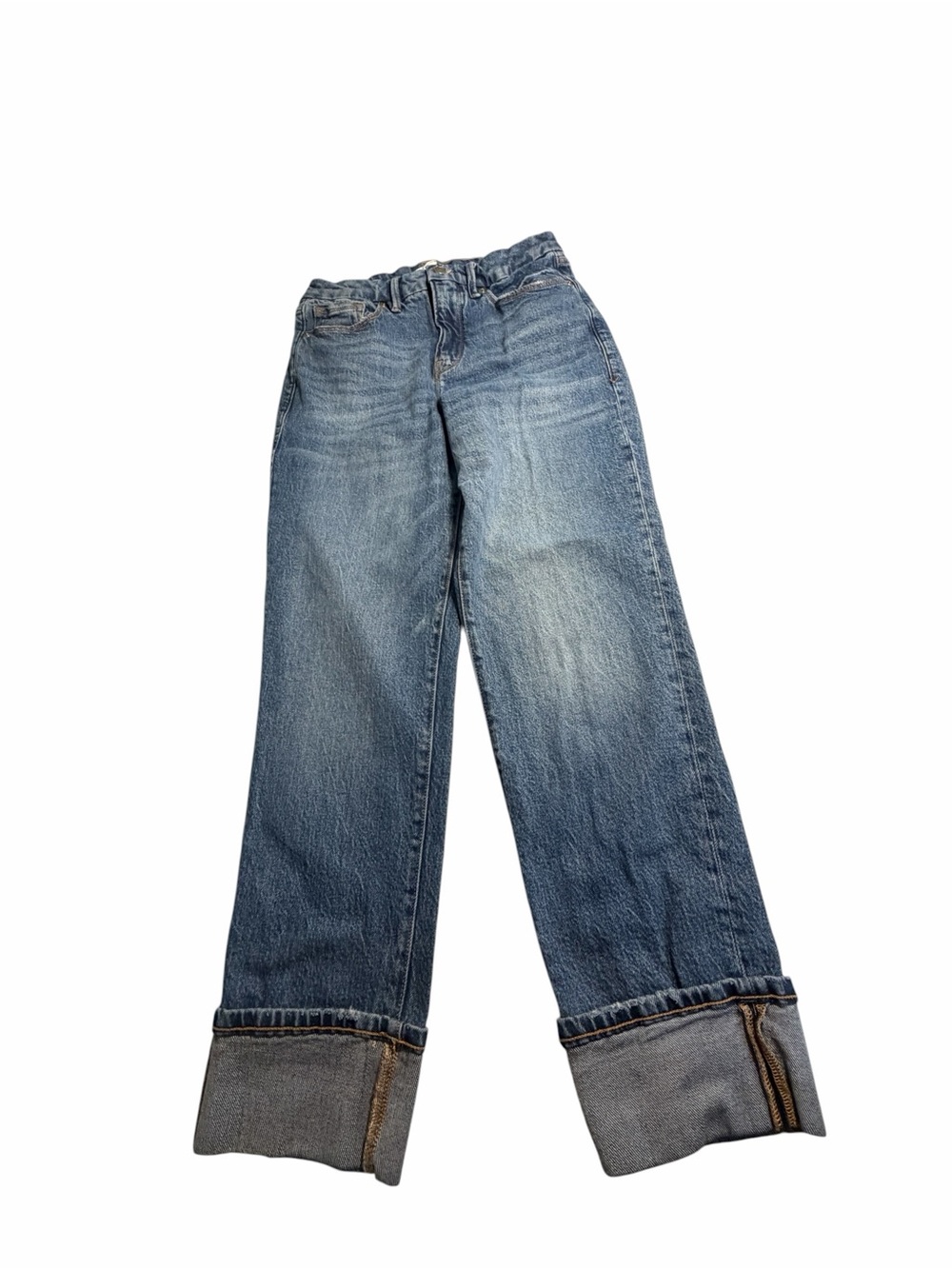 Good American Weekender Cuffed Med Wash Relaxed Jeans Sz 2/26 - Picture 6 of 13
